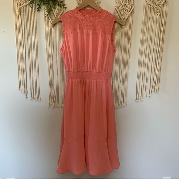 NANETTE LAPORE Women’s Light Flamingo Chiffon Smocked Waist Dress Size 6 - Picture 2 of 12